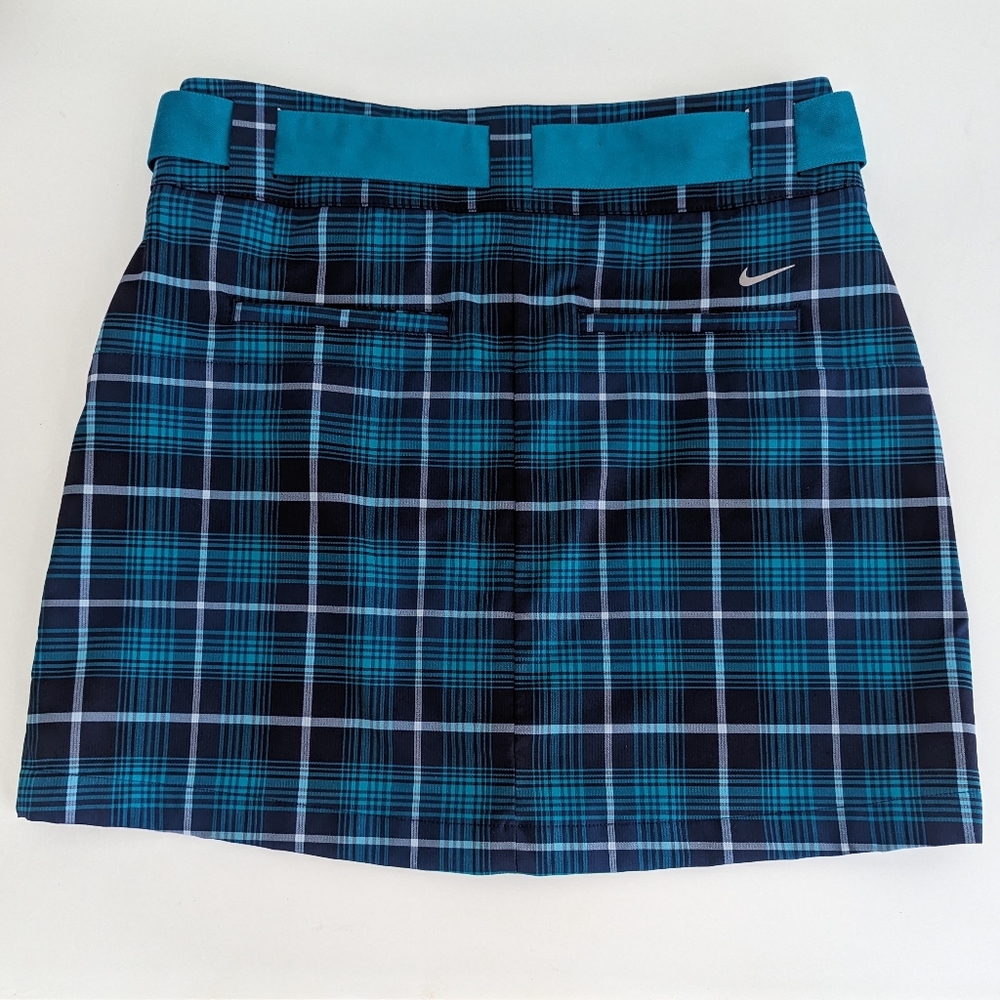 NIKE DriFit Tour Performance Tartan Teal Green Plaid Golf Skirt Sz 6 Ultra Light - Picture 11 of 16